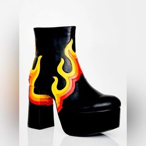 Dolls Kill Current Mood Fire Platform Boots NWOT W10